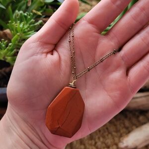 Coldwater Creek double strand brassy and large stone pendant necklace